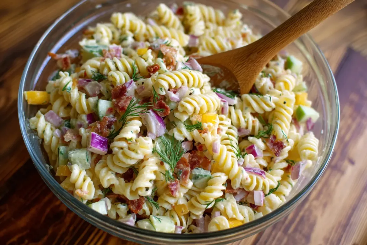 Dill Pickle Pasta Salad with Bacon
