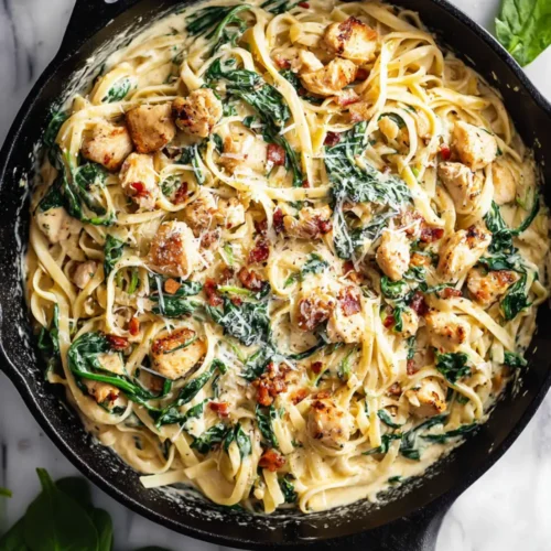 Creamy Chicken Bacon Spinach Pasta