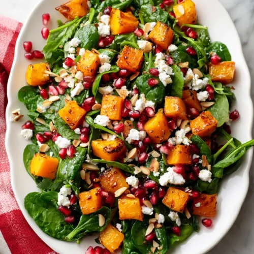 Roasted Pumpkin Spinach Feta Salad