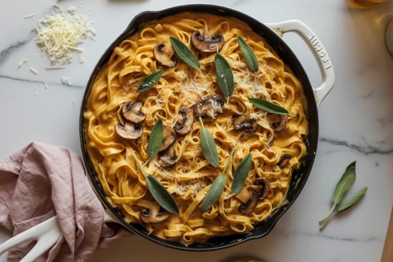 Creamy Pumpkin Pasta with Mushrooms