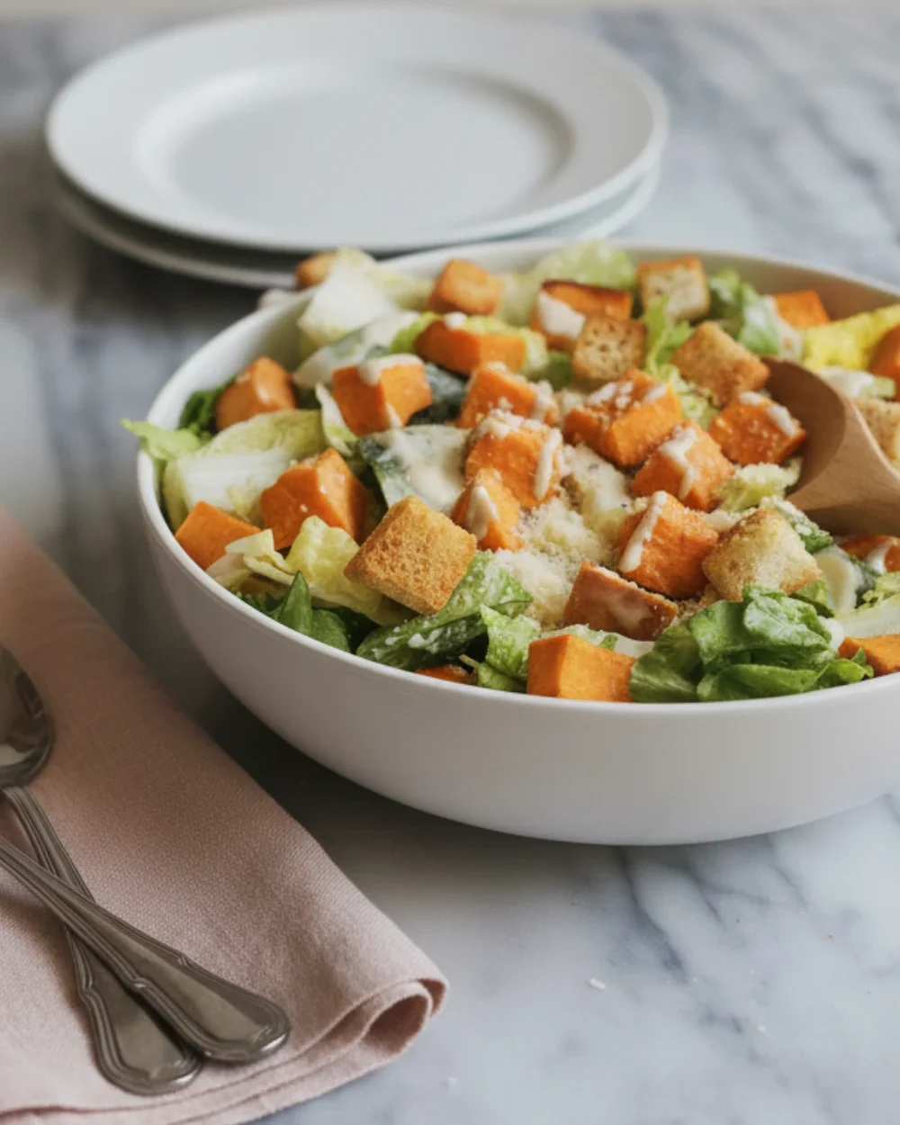 Roasted Sweet Potato Caesar Salad