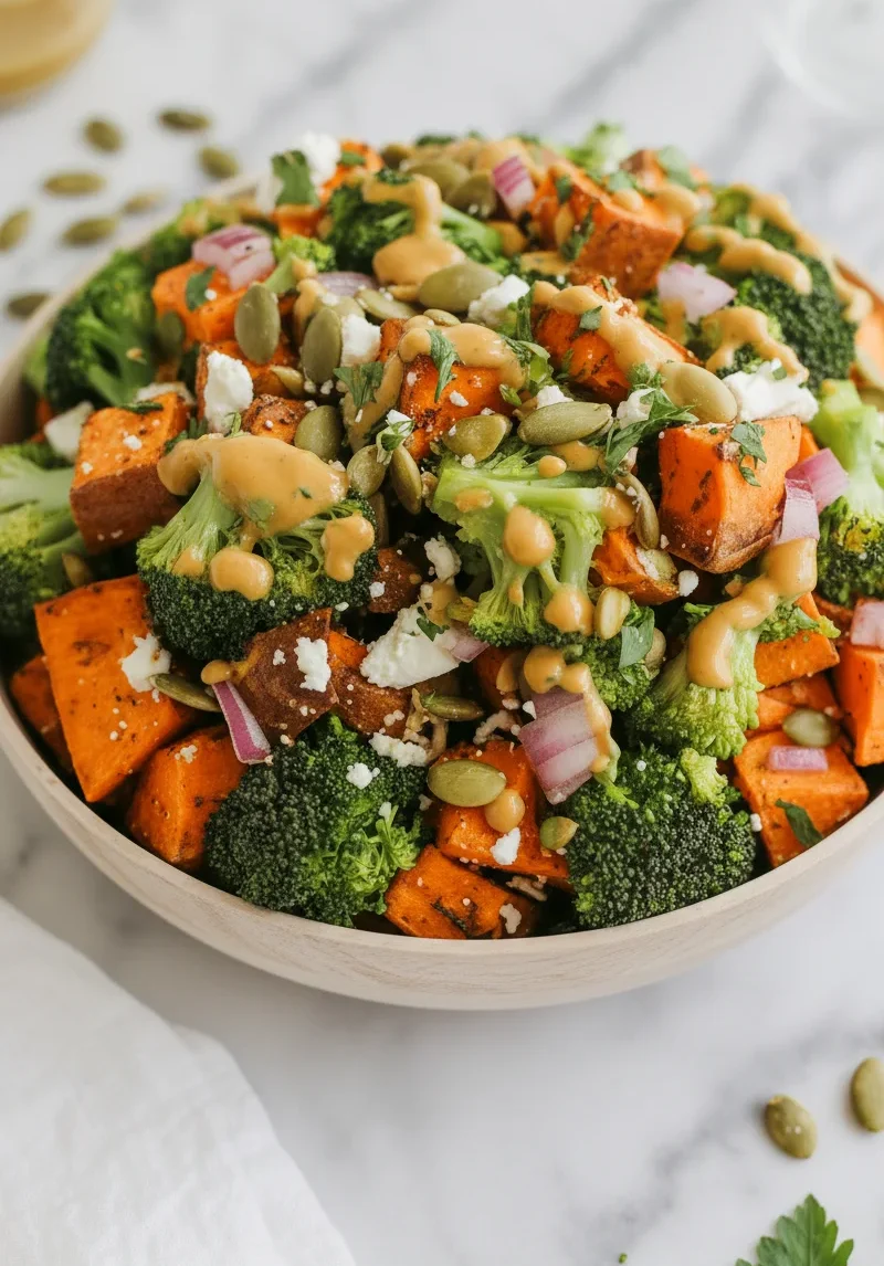 Roasted Sweet Potato Broccoli Salad