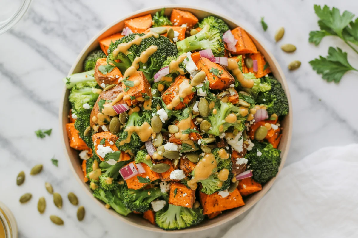 Roasted Sweet Potato Broccoli Salad
