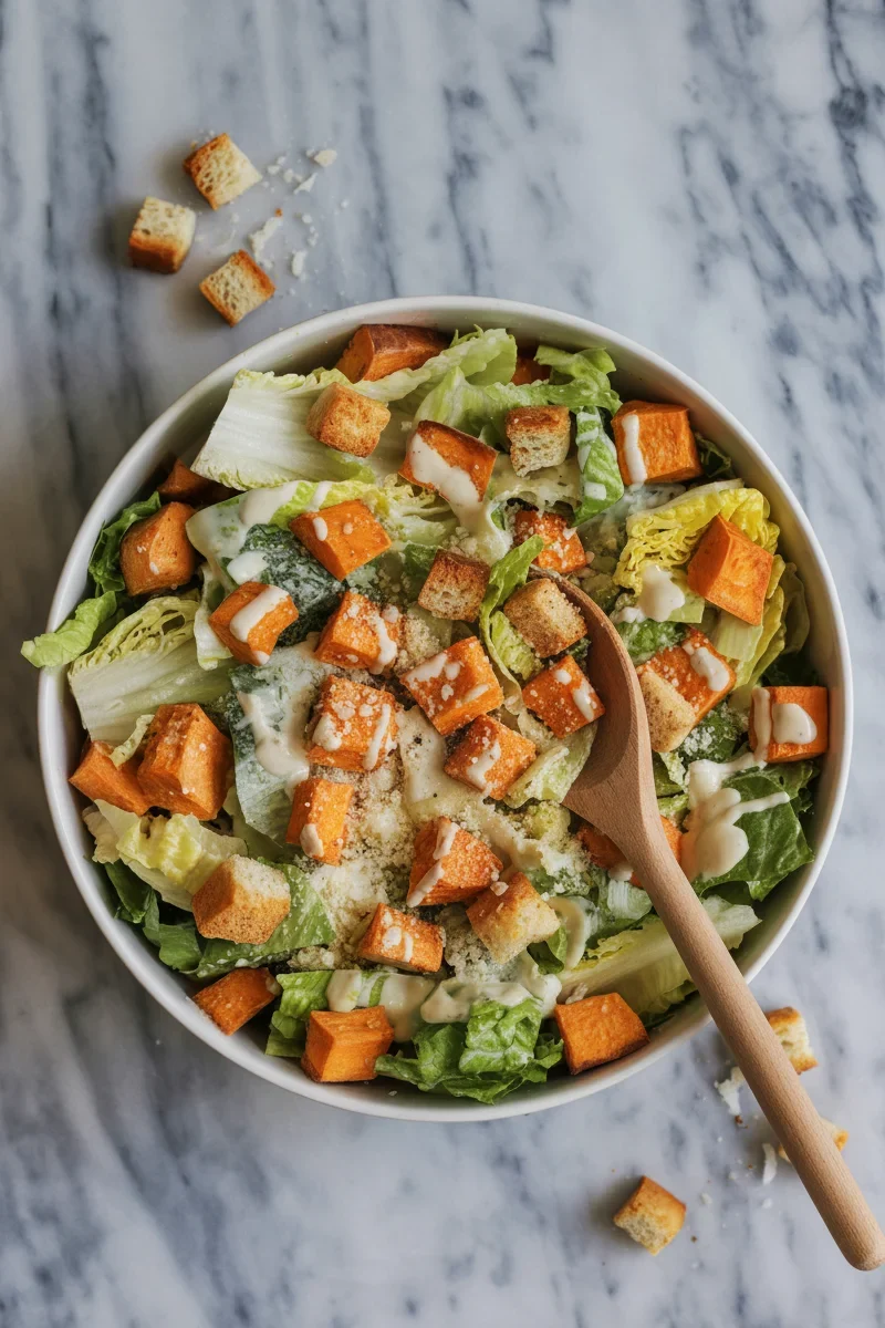 Roasted Sweet Potato Caesar Salad