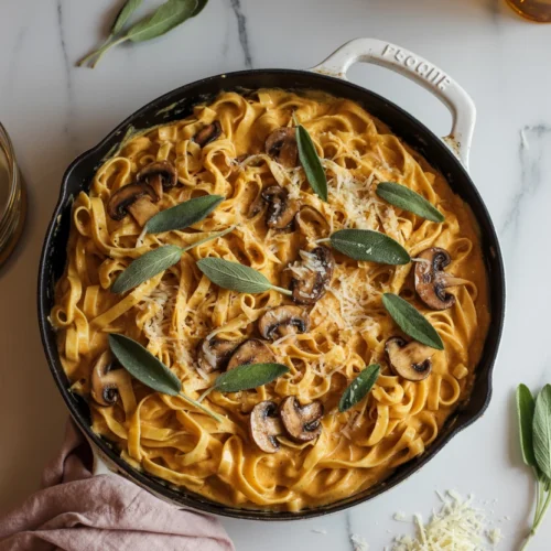 Creamy Pumpkin Pasta with Mushrooms