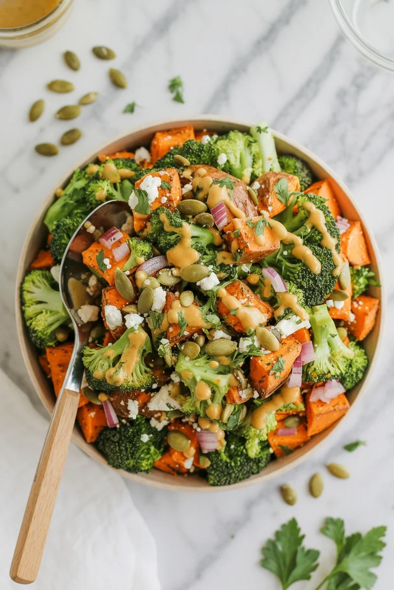 Roasted Sweet Potato Broccoli Salad