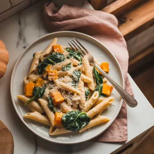 Butternut Squash Pasta with Spinach