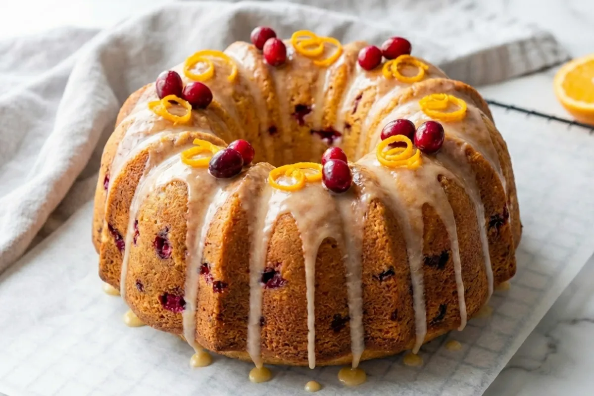 Cranberry Pound Cake with Orange Glaze