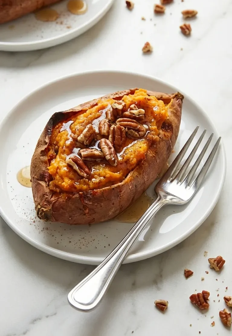 Twice Baked Sweet Potatoes with Pecans