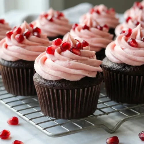 Chocolate Pomegranate Cupcakes