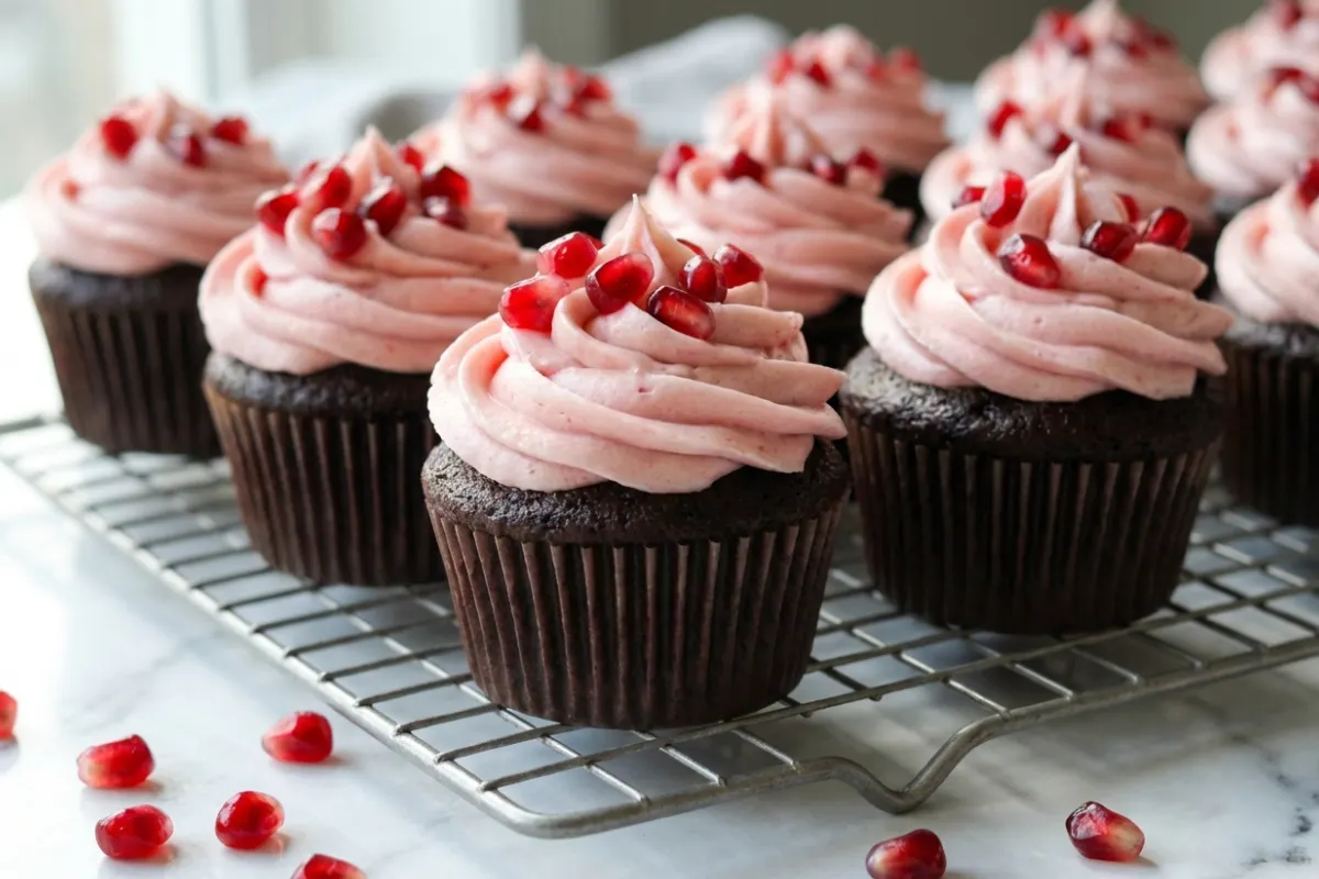 Chocolate Pomegranate Cupcakes