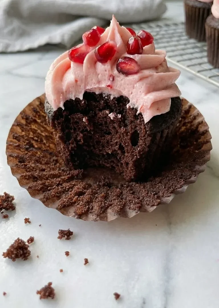 Chocolate Pomegranate Cupcakes
