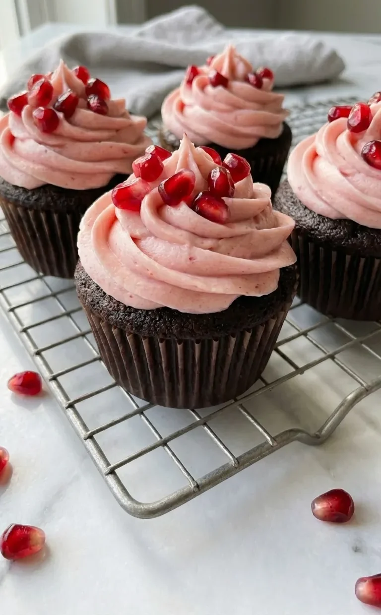 Chocolate Pomegranate Cupcakes