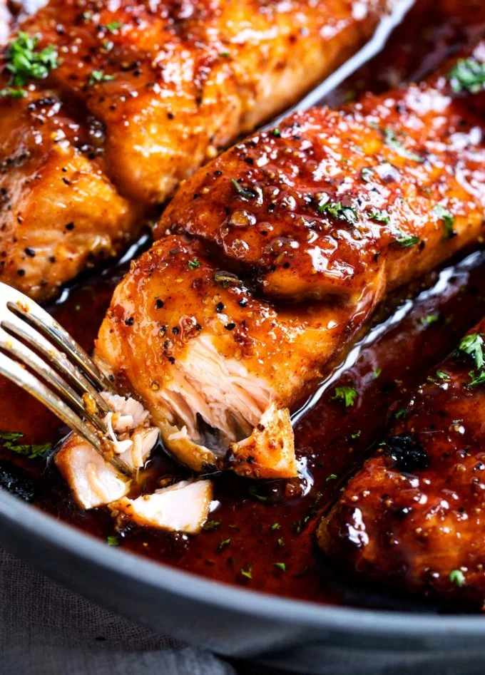 Honey Garlic Salmon fork 680x947