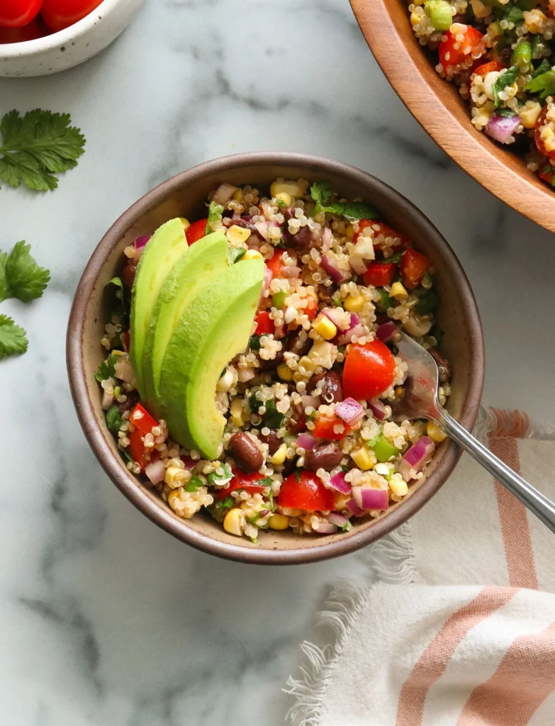 Quinoa black bean salad with avocado