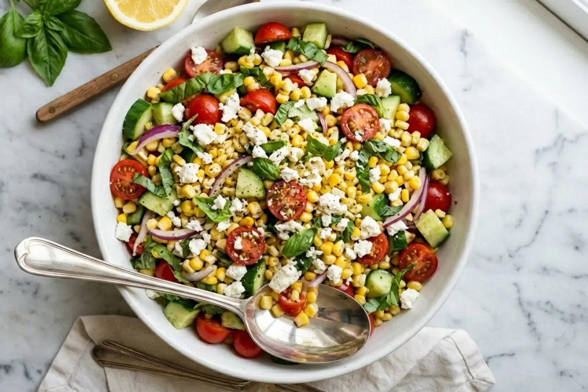 Fresh Corn Tomato Cucumber Salad