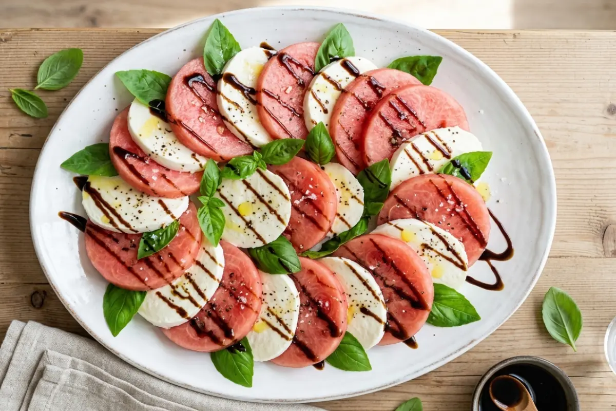 Juicy Watermelon Caprese Salad You'll Make All Summer